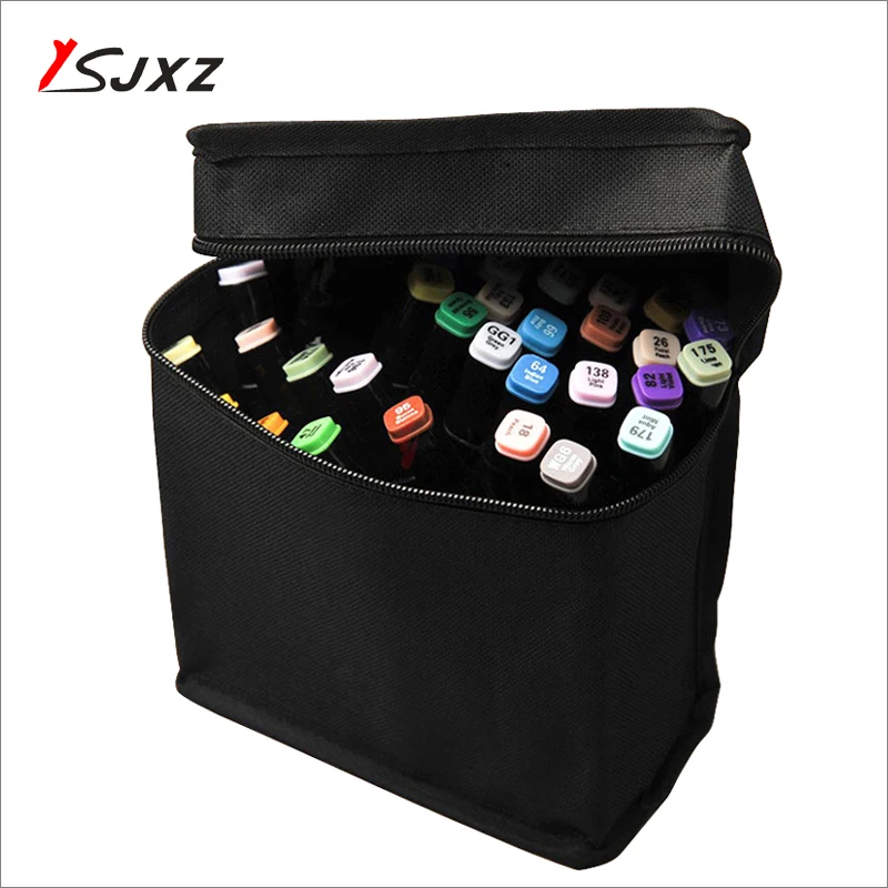 

Large Capacity black folding case for drawing pencil case made of cloth bag for pen storage for 36/48/60/80 marker pens