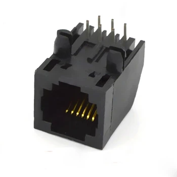 

10pcs Rj11 Connector Socket RJ11 Jack Female Adapter 6P6C Socket 5722-6p6c Black Plastic For Telephone Communication
