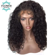FlowerSeason 13 6 Deep Part Brazilian Kinky Curly Lace Front Human Hair Wigs With Baby Hair