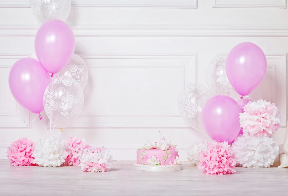 Pink Balloon 1st Birthday Decoration wall background Photogrpahy