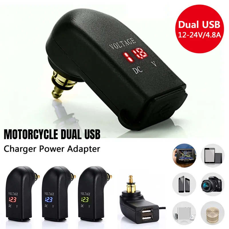 

New 12-24V 4.8A Motorcycle Dual USB Charger Power Adapter Cigarette Lighter Socket for BMW F800GS F650GS F700GS R1200GS R1200RT