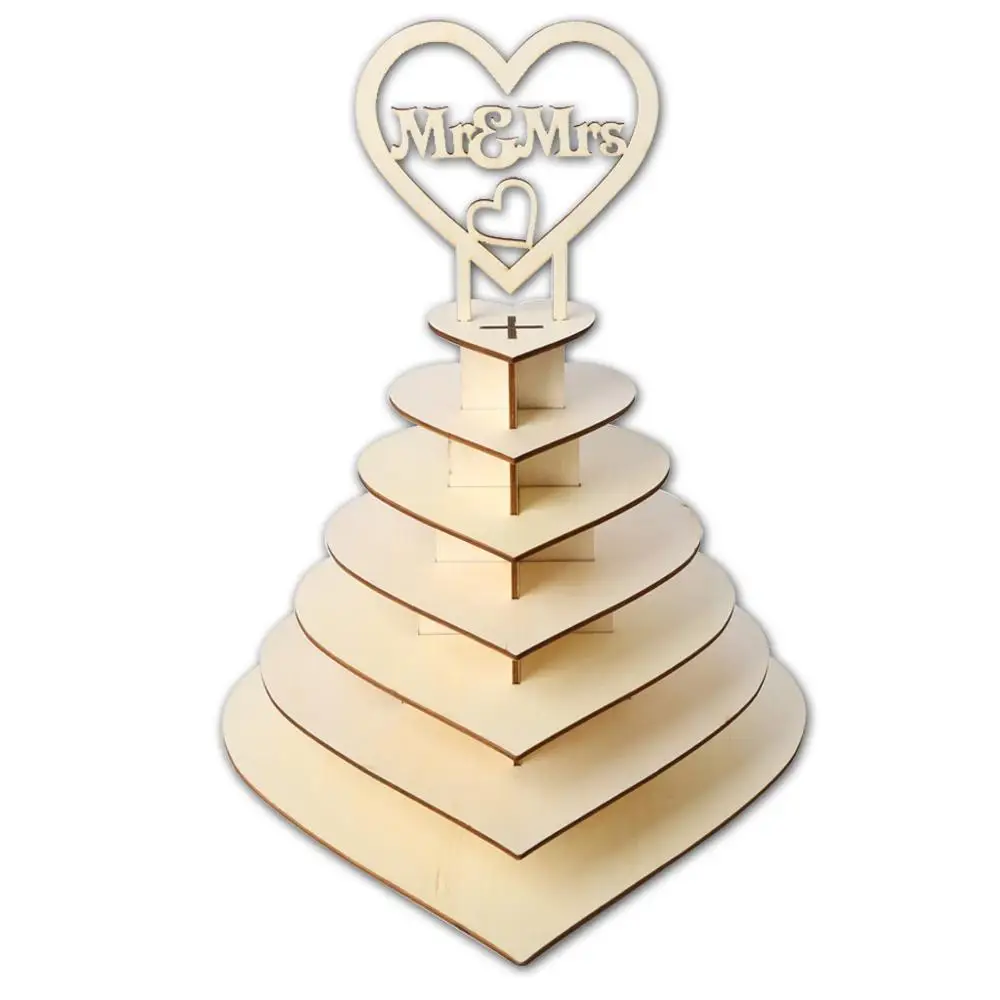 7 ярусов сердце Форма Персонализированные Mr Mrs Ferrero Rocher Пирамида Свадебные десерт прозрачная, для конфет с подставкой
