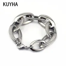 Новые женские мужские браслет Серебряный 316L Нержавеющая сталь овальный браслет звеньев цепи ювелирные изделия Интимные аксессуары