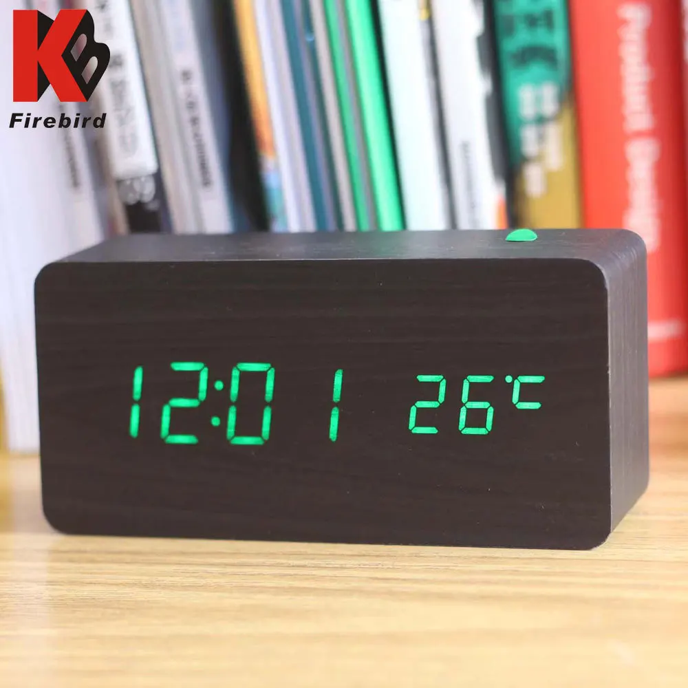 Square Wooden Green Led Nixie Clock Calendario Digital Square Wooden Green Led Nixie Clock Calendario Digital Electronic Alarm For Home Decor Desk Horloge Kid Gift In Clocks From