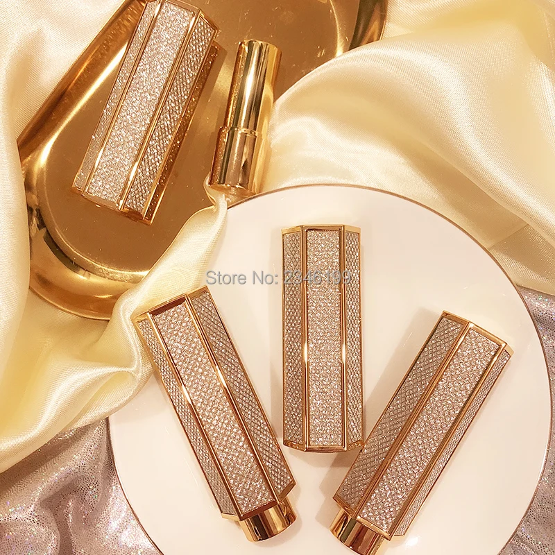 Empty Lip Balm Tube 12.1mm Shiny Six Sides Lipstick Tube Press Square Lip Balm Tube Empty Hexahedron Lipstick Container (3)