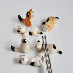 Милые животные милый кот палочки для еды керамика дома ремесла украшения ручной работы настольные керамические палочки для еды рамки