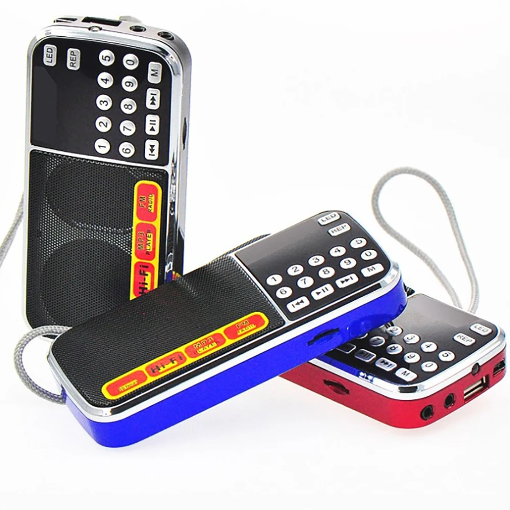 

Portable FM Radio Speaker MP3 Music Player LED Flashlight Support USB AUX TF Card Mini AM Radio Designed For Elderly