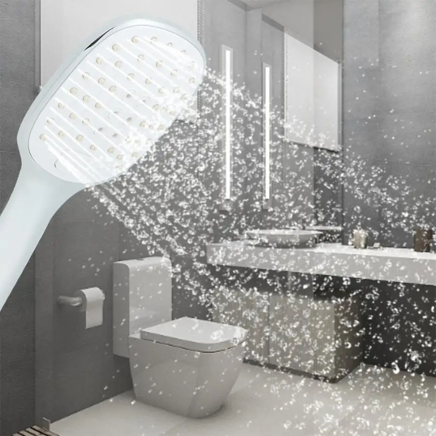 

G1/2" Bathroom Handheld Square Rain Shower Head with 3 Adjustable Water Pressure Sprayer