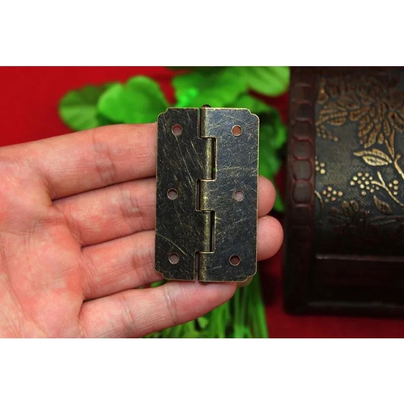 Bronze-Tone-Cabinet-Door-Luggage-Flat-Hinge-6-Holes-Decor-Furniture-Decoration-Antique-Vintage-Old-Style