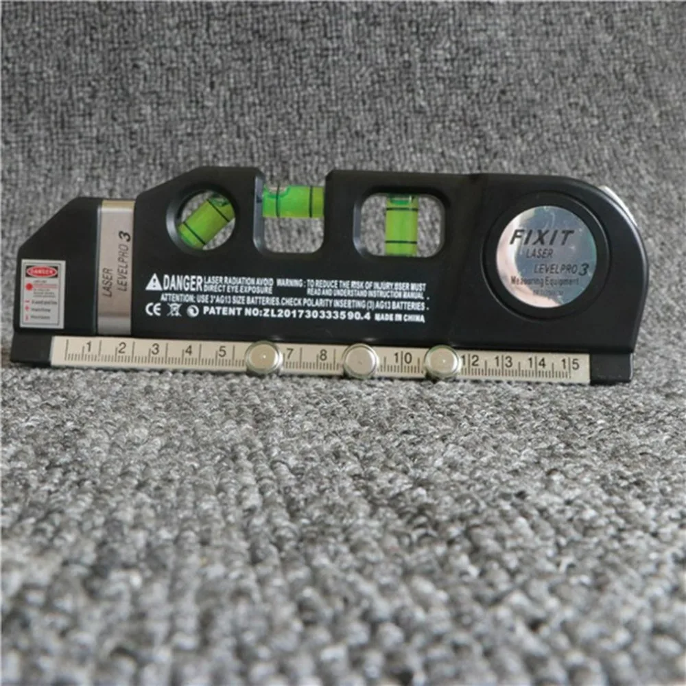 

Laser Level Horizon Vertical Measure 8FT Aligner Standard and Metric Rulers Multipurpose Measure Level Laser Black