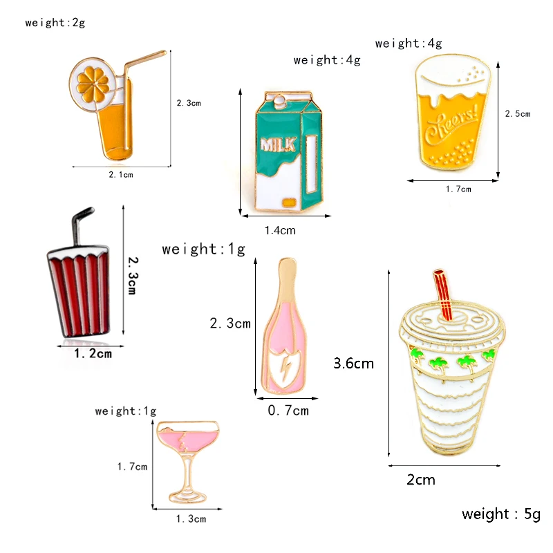 Мультфильм напиток эмалированная брошь-кнопка пиво молоко сок Кола кофе джинсовая куртка Нагрудный значок на пиджак модные украшения для детей женщин
