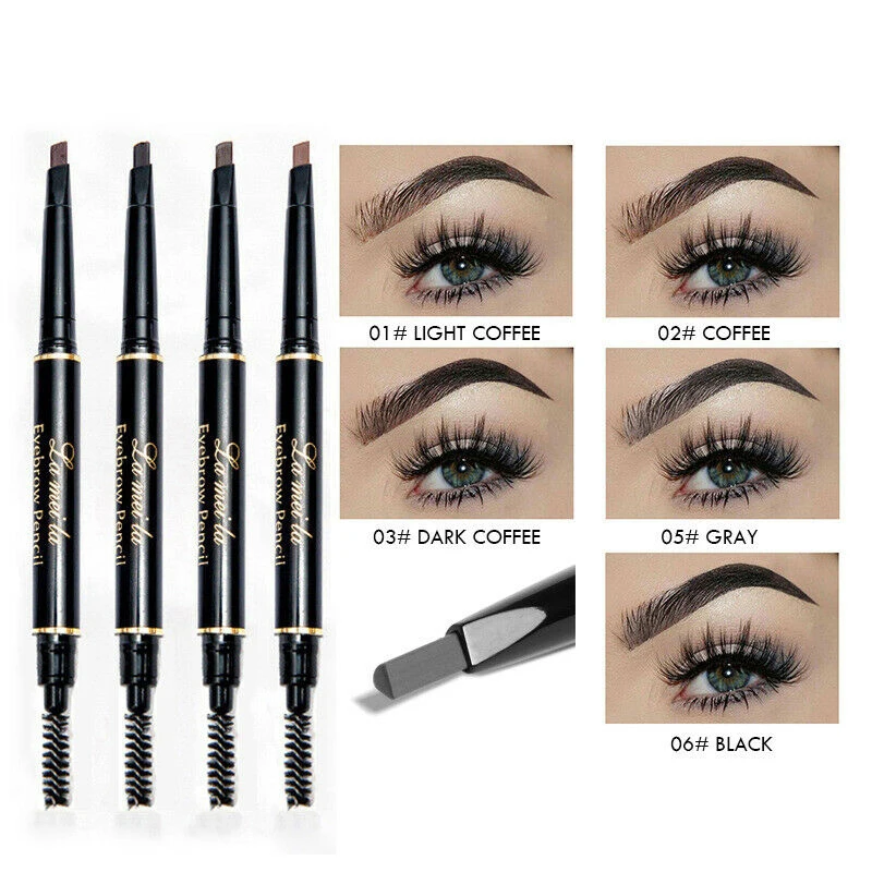 Good Offer for  5 Colors Rotatable Double Ended Eyebrow Pencil Black Brown Waterproof Long Lasting No Blooming Eye 