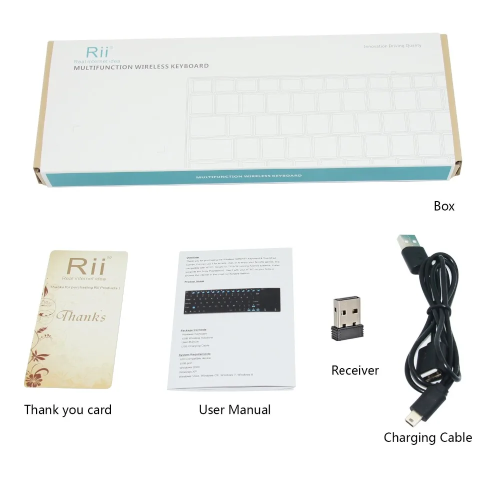 Mini Teclado sem Fio com Mouse Touchpad Rii K12 Plus I12 Plus Russo Espanhol Inglês Francês Apto para Android Laptop pc tv Box - Imagem 2
