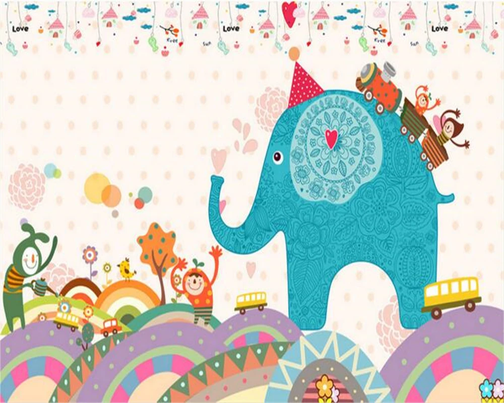 Beibehang 3d Lucu Anak Kartun Kartun HD Gajah Wallpaper Dinding Beibehang 3d Lucu Anak Kartun Kartun HD Gajah Wallpaper Dinding