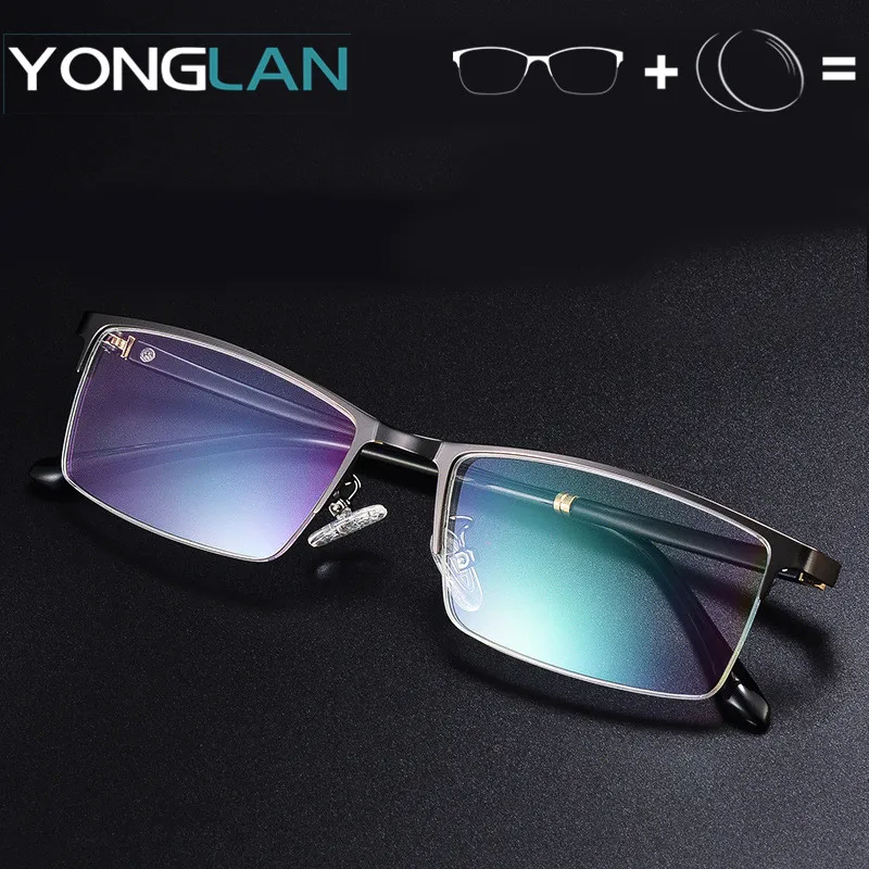 

Yong Lan Alloy Glasses Frame With Prescription lens Men Eyewear Assembly Customized Myopia Optical Astigmatism Anti Reflective