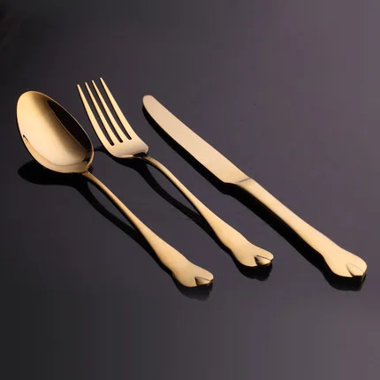 Набор столовых приборов из нержавеющей стали роскошные золотые металлические столовые приборы набор из 3 предметов нож вилка столовая посуда ужин Западная еда кухня - Цвет: a set