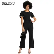 Seluxu 2019 Autumn Women Jumpsuit Lantern Sleeve Jumpsuit Women Rompers Round Neck Solid Color Rompers Short Sleeve Jumpsuit Seluxu 2019 Autumn Women Jumpsuit Lantern Sleeve Jumpsuit Women Rompers Round Neck Solid Color Rompers Short Sleeve Jumpsuit