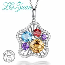 L& zuan Красочный натуральный кулон натуральный 1.79ct цитрин желтый камень кулон и 925 серебряное ожерелье из серлинга Серебряные украшения