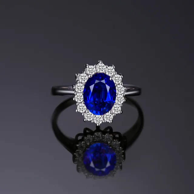 JewPalace Princess Diana Created Sapphire Ring 925 Sterling Silver Rings for Women Engagement Ring Silver 925 Gemstones Jewelry 2