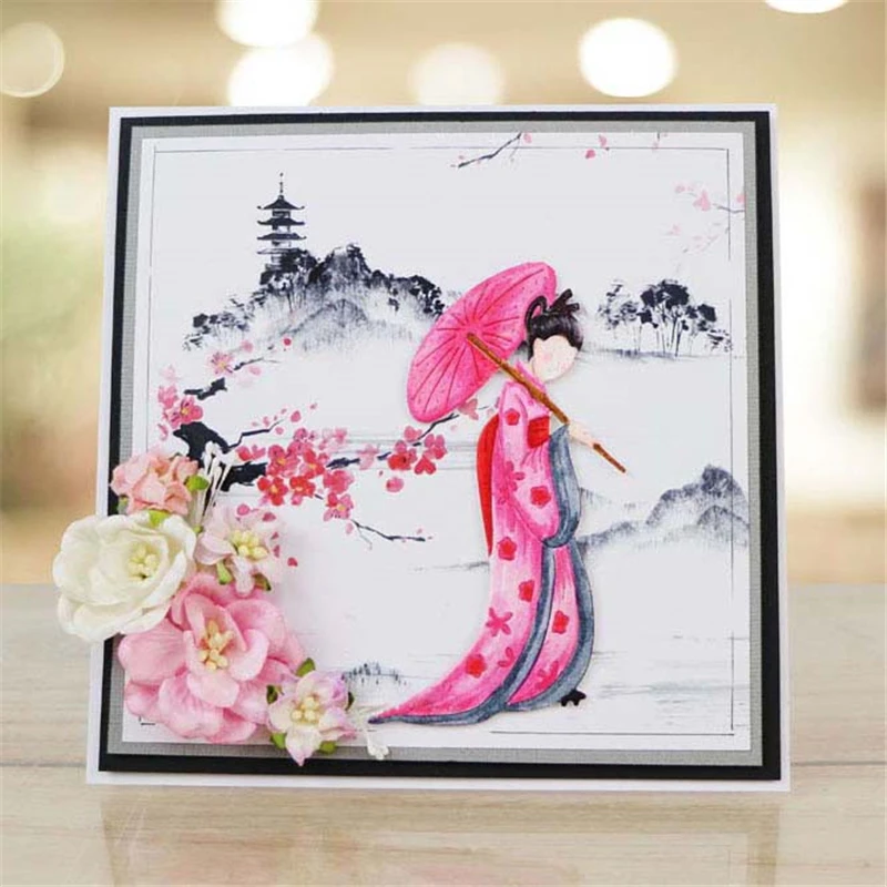 

DiyArts Metal Cutting Dies Cut Die Mold Japanese Woman Decoration Scrapbook Paper Craft Knife Mould Blade Punch Stencils Dies