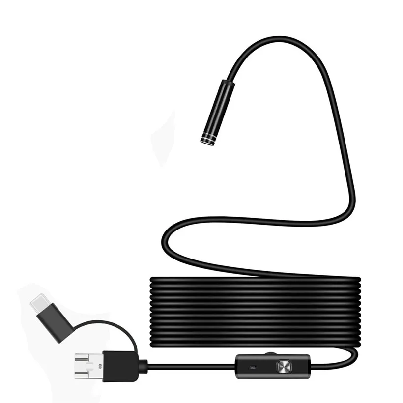 3 в 1 Android USB Type-C эндоскоп инспекция 5 мм камера 6 светодиодный HD водонепроницаемый