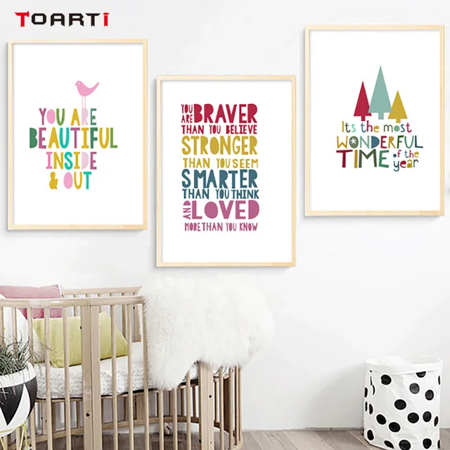 colorful inspirational quote wall art canvas painting nordic poster and