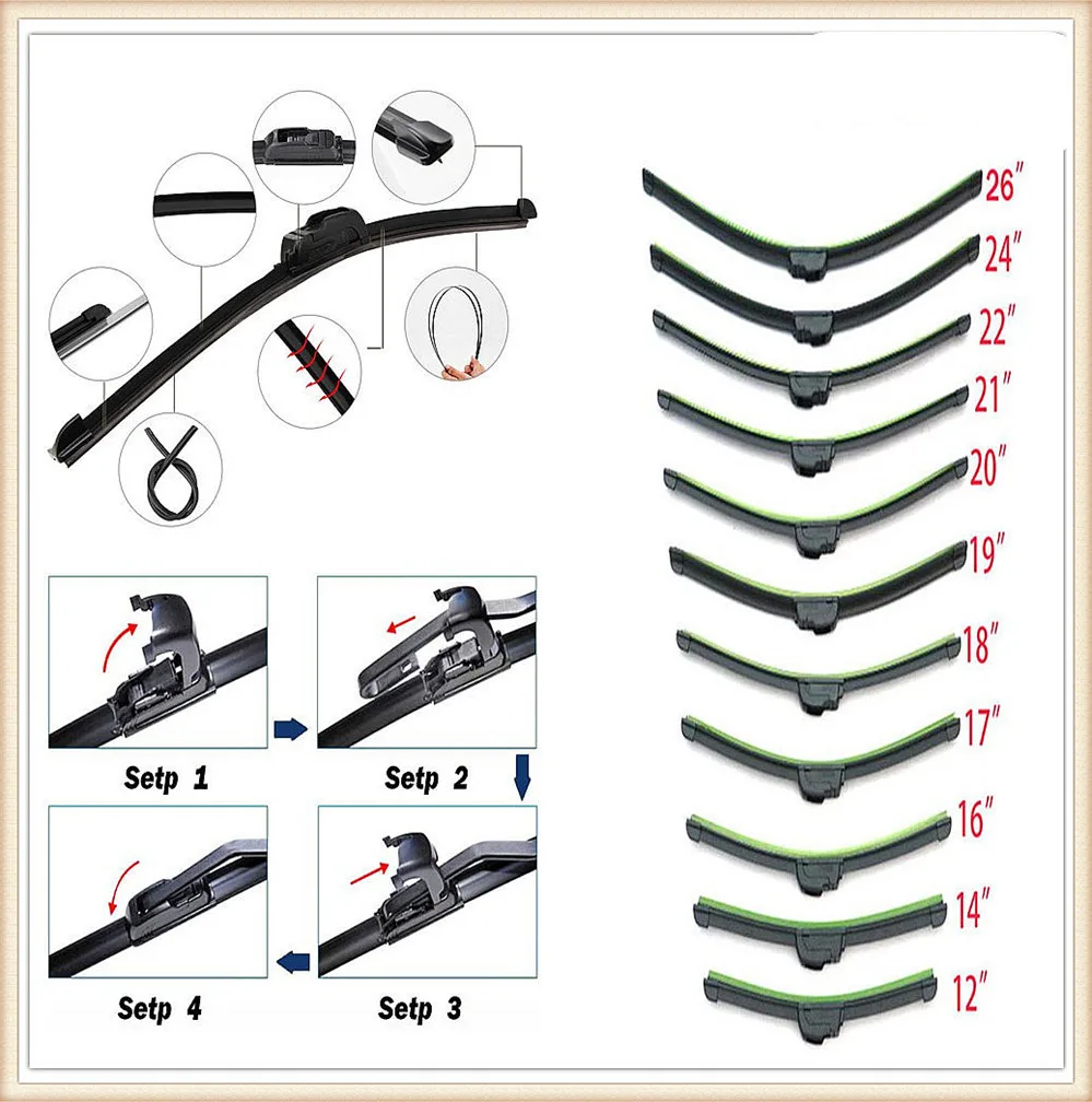 Car U type Frameless Bracketless Rubber Wiper Blade for ACURA Legend CL