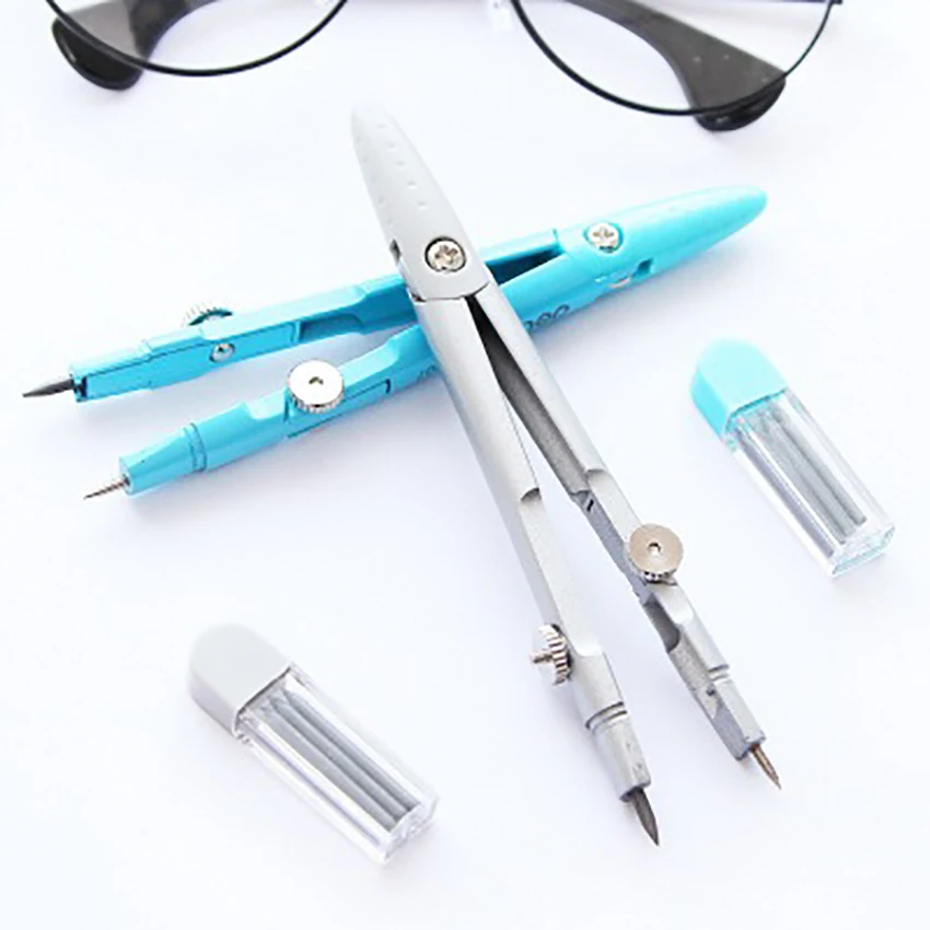 

1 Set Mathematical Compasses Drawing Gadgets Math Learning Stationery Geometry Compass With Spare Lead Core Office Supplies