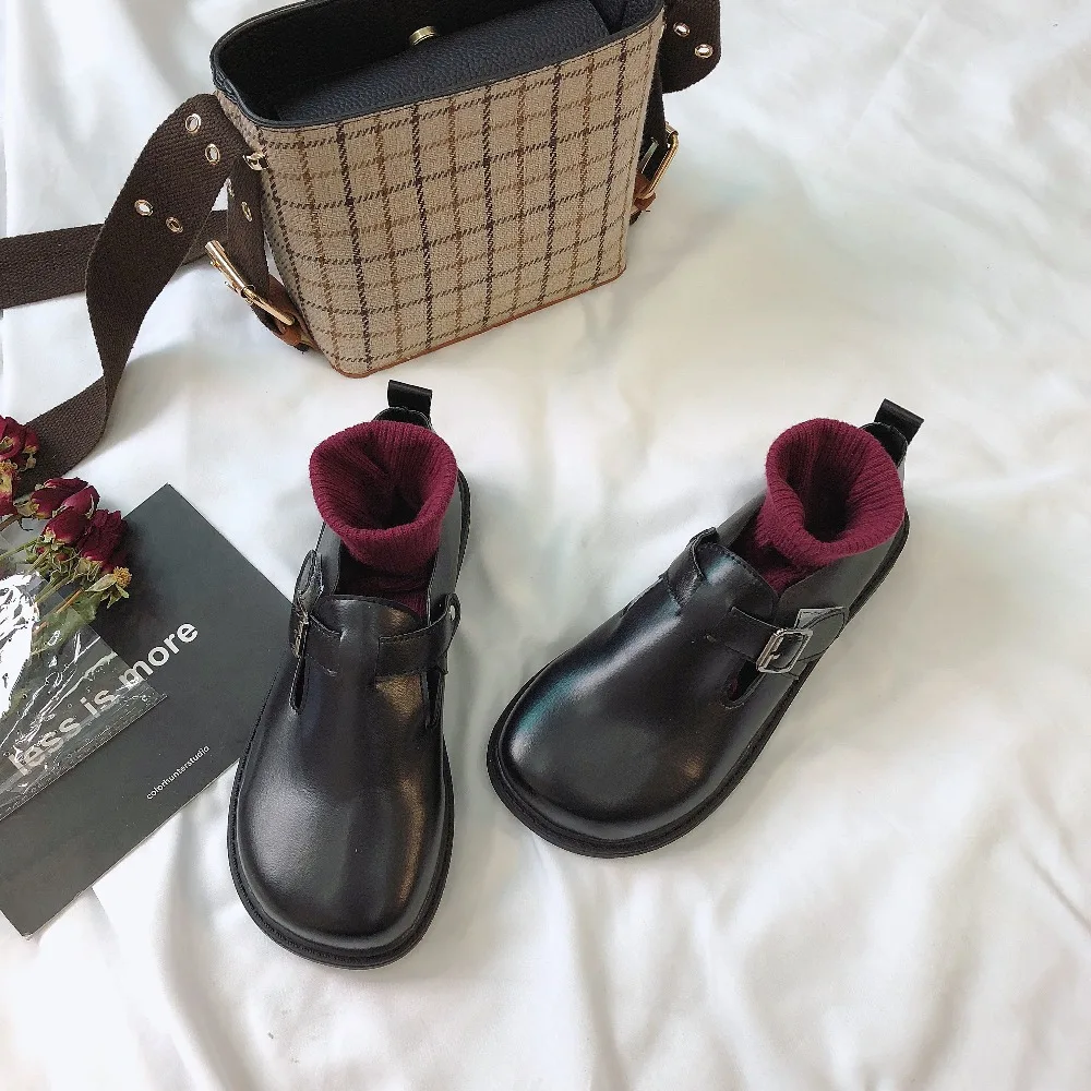 

Japanese retro women's small leather shoes Harajuku style big head doll shoes students wild flat casual shoes mori single shoes