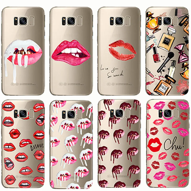 

Cartoon Kylie Jenner Sexy Girl lips lipstick kiss soft phone case cover for Samsung Note 8 9 S8 S9 plus S6 S7 edge C7 2017 C5