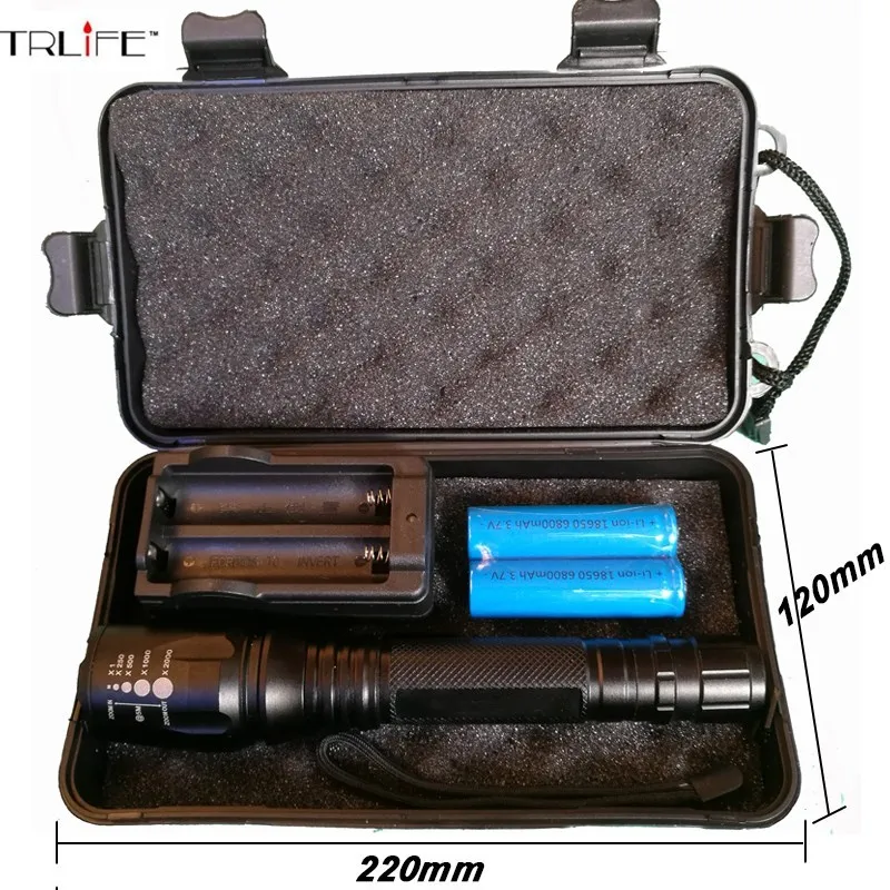 8000Lumens Flashlight T6 LED Zoomable Focus Flash Light Torch Light Tactical Flashlight Camping Lamp Outdoor Lighting