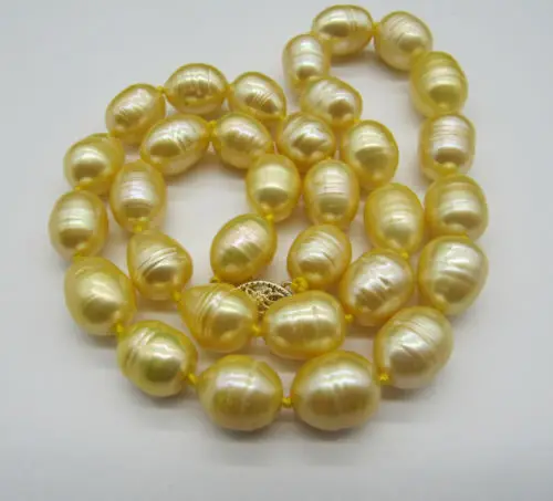 

18 INCH HUGE 13MM NATURAL SOUTH SEA GENUINE GOLDEN PEARL NECKLACE 925silver GOLD CLASP
