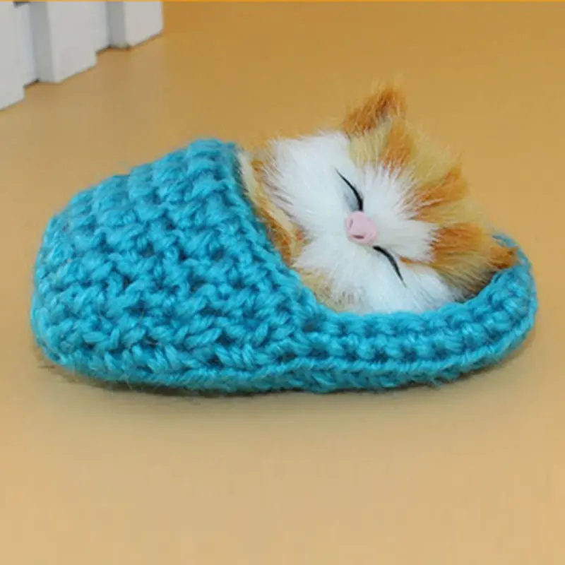 1 шт. милый пресс Мяу Котенок милые маленькие спящие коты или сидящие тапочки забавная маленькая кошка музыкальная игрушка домашний автомобиль офис Декор - Цвет: A