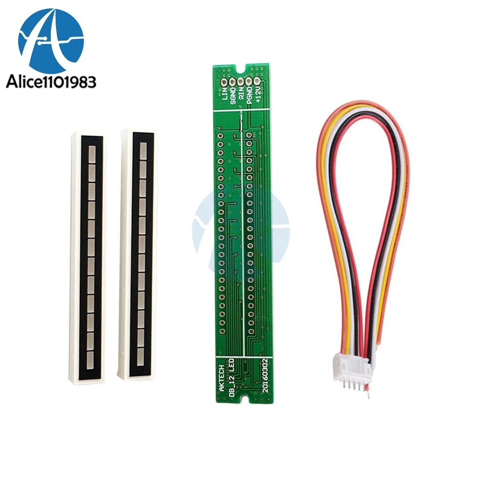 Мини двойной 12 сегментов музыкальный уровень светодиодный светильник индикатор VU метр стерео усилитель плата Модуль Регулируемая скорость режим АРУ кабель - Цвет: Diy Kit