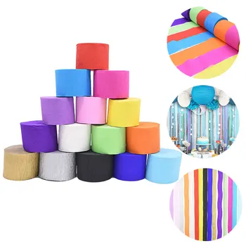 

250*45MM Colored Origami Crepe Paper Roll Streamers Wrinkled Paper DIY Flower Craft Wedding Birthday Party Backdrop Decoration