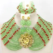 В африканском стиле набор бижутерии красный нигерийские Свадебные африканские Кристалл Бусины комплект ювелирных изделий новинка Дизайн amj552