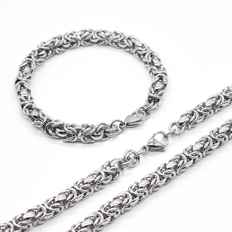 9mm Wide Unique Stainless Steel Link Chain Necklace Or Bracelet Mens Jewelry Silver Tone,7-40