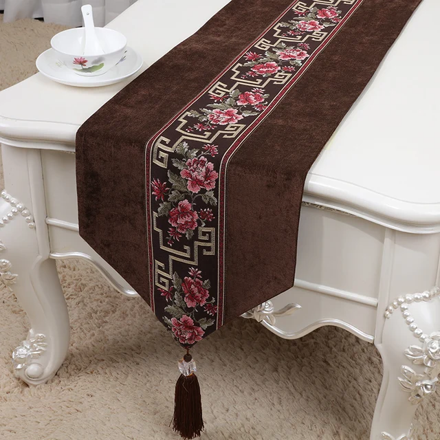 Latest Long Patchwork Lace Velvet Table Runner Wedding Christmas Latest Long Patchwork Lace Velvet Table Runner Wedding Christmas Banquet Cloth Rectangle Decorative High End