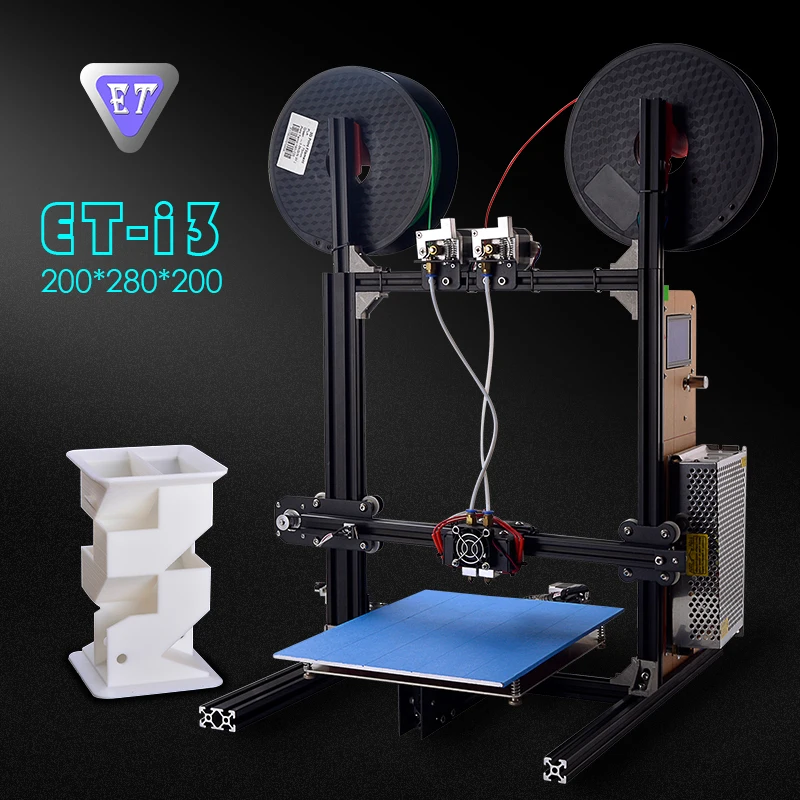 

2018 ET i3 Cheap 3D Printer Impresora Imprimante Print 3d DIY Kits Dual Extruder Auto Level Large Size Prusa Frame Reprap