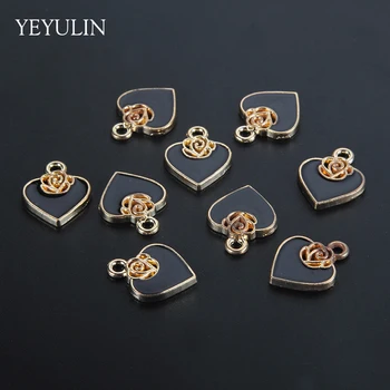 

Vintage Alloy Black Enamel Heart Shape Necklace Pendant Charms For Men Women Jewelry Accessories 1.2*1.2cm