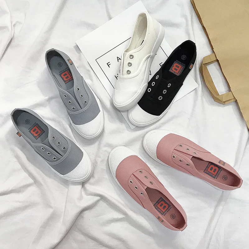 

Canvas shoes women's shoes new spring and autumn Korean version of a pedal lazy student wild casual white shoes women's shoes