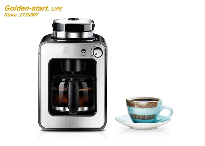 

Small American coffee machine with grinding coffee beans function 1-4 Cups office home coffee maker