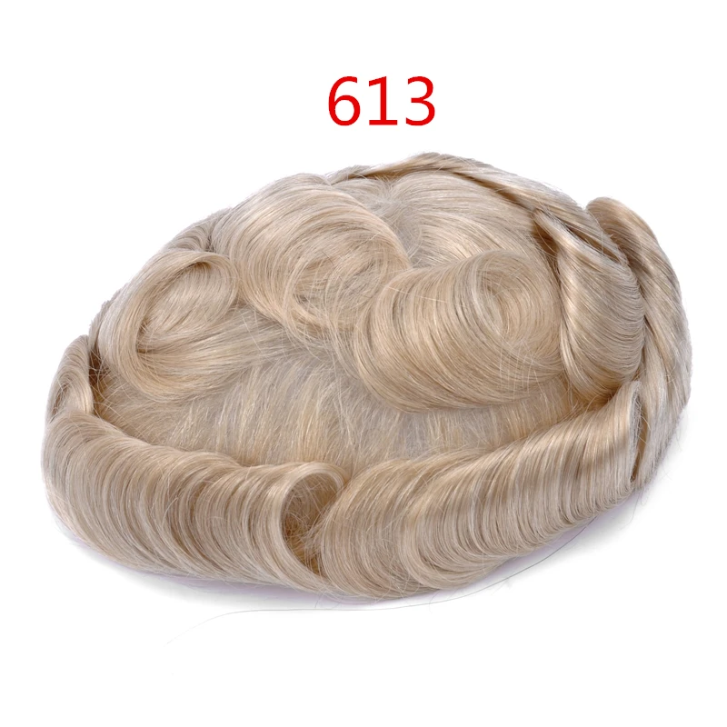 62 цвета, хорошее качество, парик, швейцарское кружево-" S светильник, волнистый средний Светильник, мужской парик для волос, для любого размера