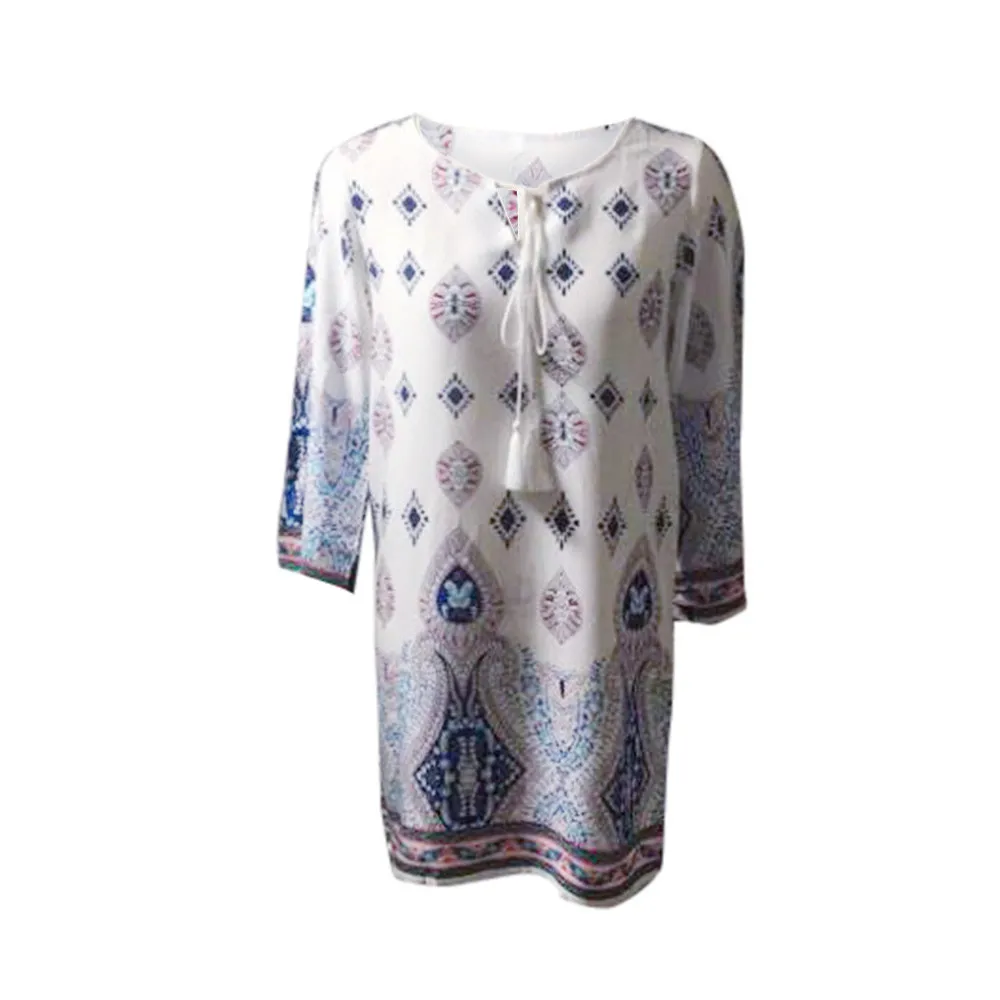 Ropa mujer verano 2018 mujeres de manga larga de cuello redondo impresas blusas Vintage Casual Ladies Loose Top mujer blusa Ropa mujer verano 2018 mujeres de manga larga de cuello redondo impresas blusas Vintage Casual Ladies Loose Top mujer blusa