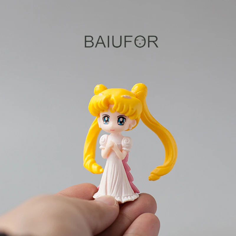 

BAIUFOR Amine Girl Sailor Moon Figure Miniatures & Figurines Fairy Garden Miniature Cake & Car Decor Desktop Ornament Crafts