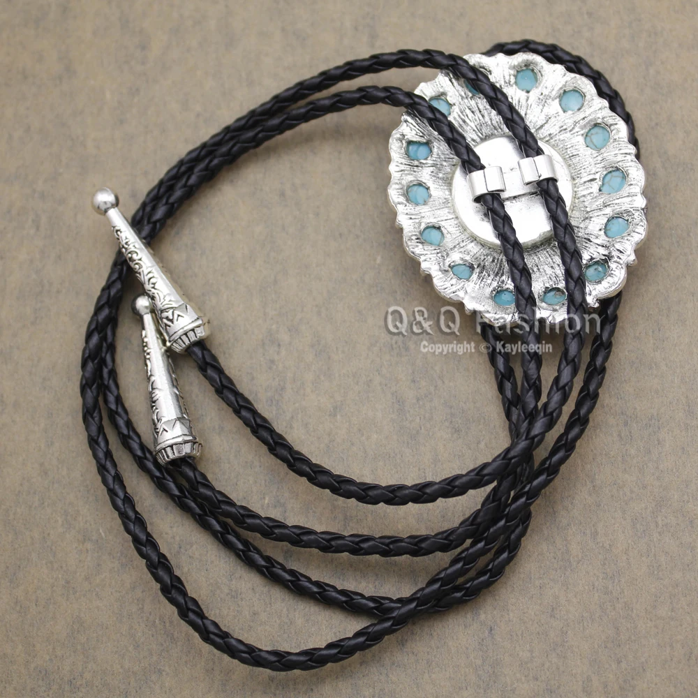 Neue Ankunft Mode Südwesten Silber Indischen Türkis Zuni Navajo Leder Neck Bolo Tie Line Dance Hoch Gute Qualität Schmuck