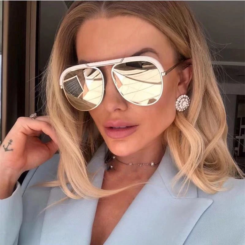 45202 Ladies Metal Rivet Pilot Sunglasses Women Luxury Personality Glasses  Designer Eyewear Transparent UV400 - AliExpress
