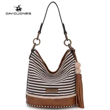 DAVIDJONES Bolso de las señoras Del bolso del Cubo de la Cadena De La Pu bolso de Hombro de Lujo Bolsos Famoso Diseñador de moda Top-handed bag Venta-vendedor