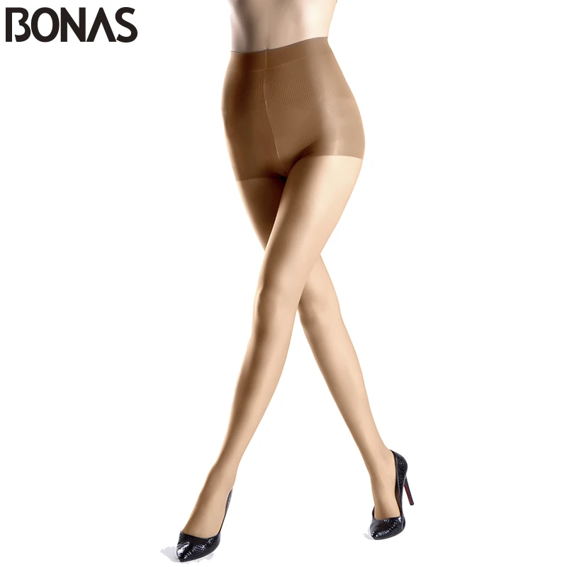 BONAS Transparent Skin Tights Women's Solid Color Thin Nylon Pantyhose