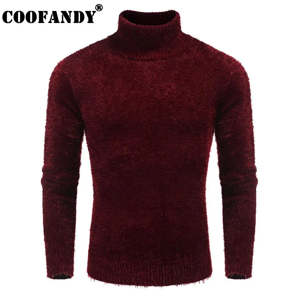 Wine Blue Pullover Long Sleeve Turtleneck Fuzzy Winter